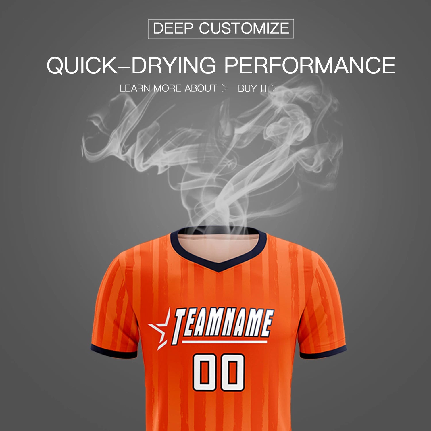 Custom Orange Navy Breathable Soccer Sets Jersey