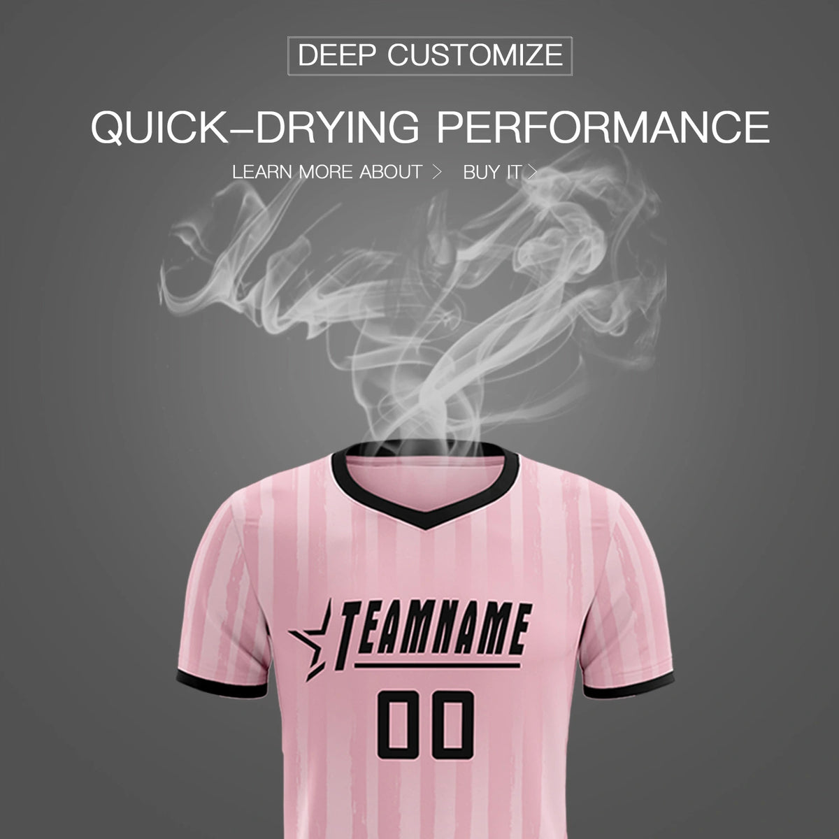 Custom Light Pink Black Breathable Soccer Sets Jersey
