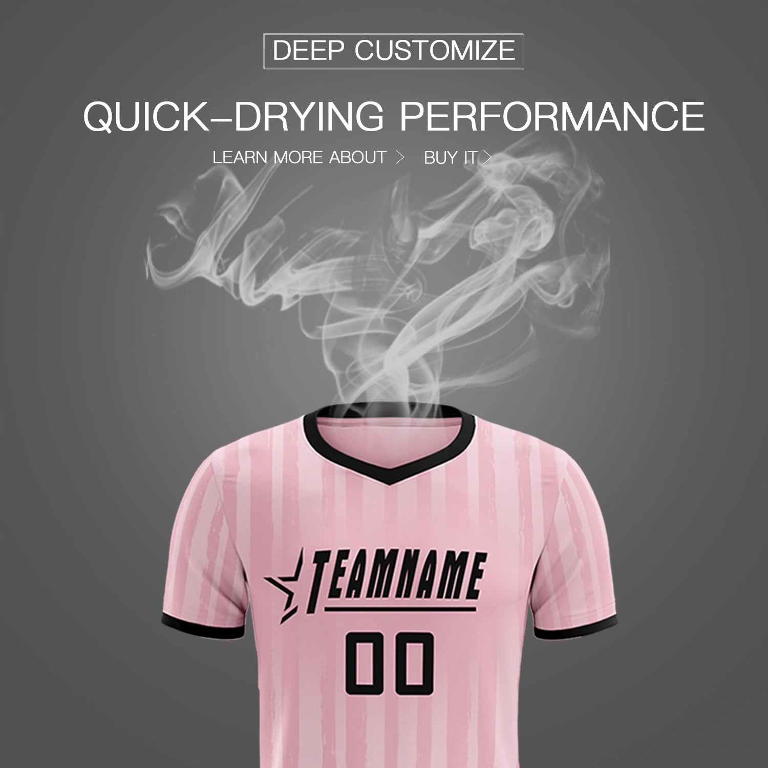 Custom Light Pink Black Breathable Soccer Sets Jersey