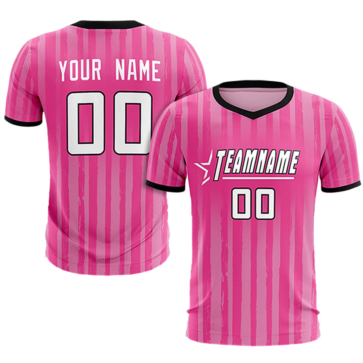 Custom Pink Black Breathable Soccer Sets Jersey