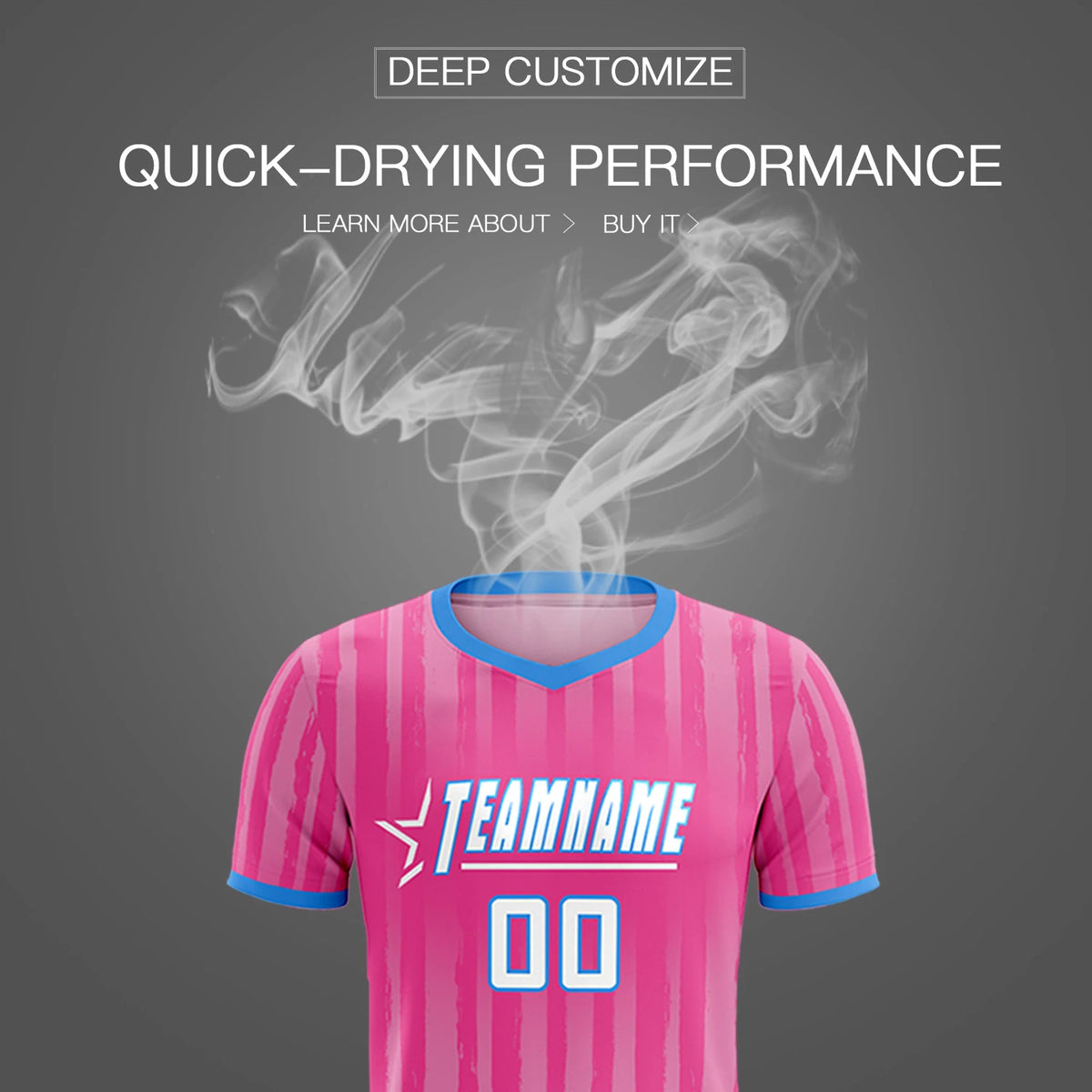 Custom Pink Powder Blue Breathable Soccer Sets Jersey