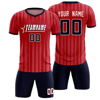Custom Red Navy Breathable Soccer Sets Jersey - Style 1