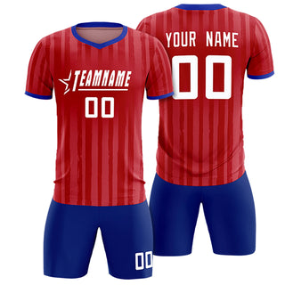 Custom Red Royal Blue Breathable Soccer Sets Jersey - Style 1