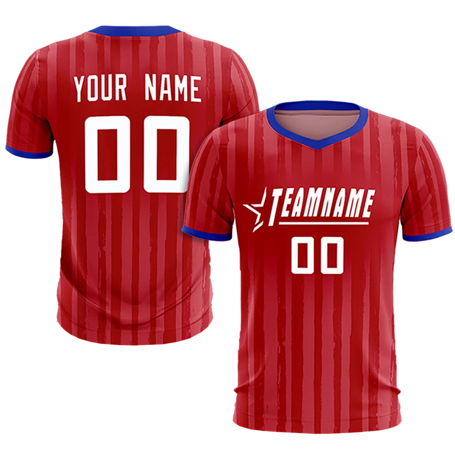 Custom Red Royal Blue Breathable Soccer Sets Jersey