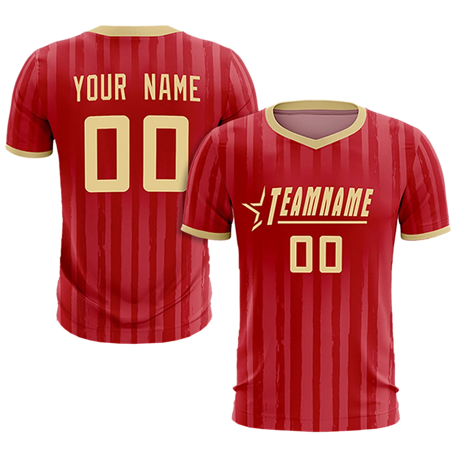 Custom Red Khaki Breathable Soccer Sets Jersey
