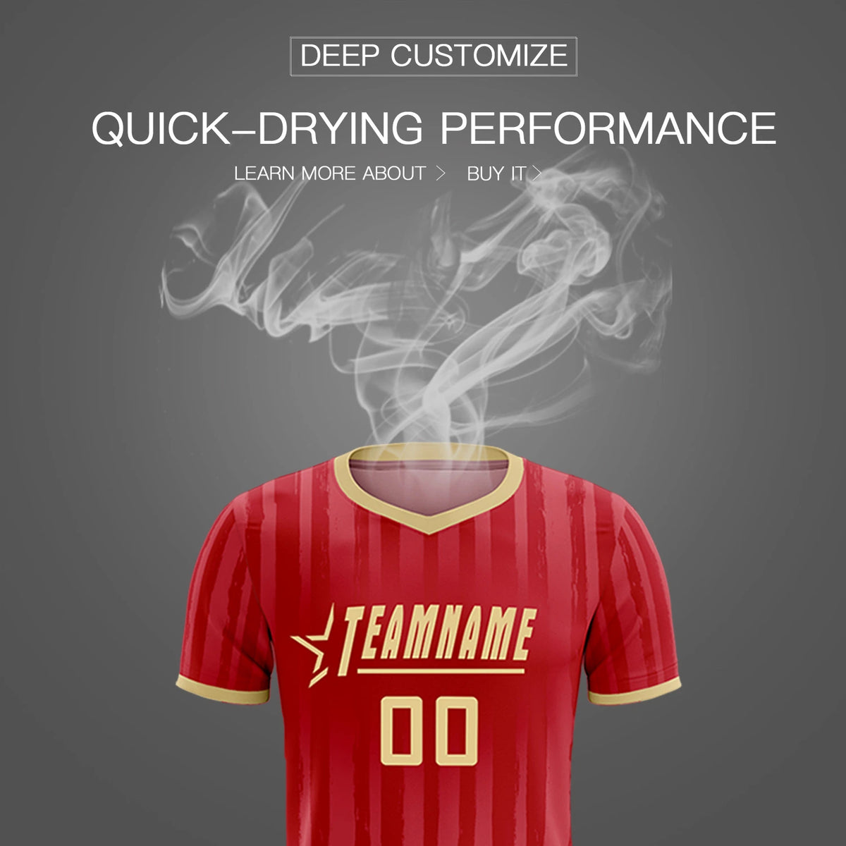 Custom Red Khaki Breathable Soccer Sets Jersey