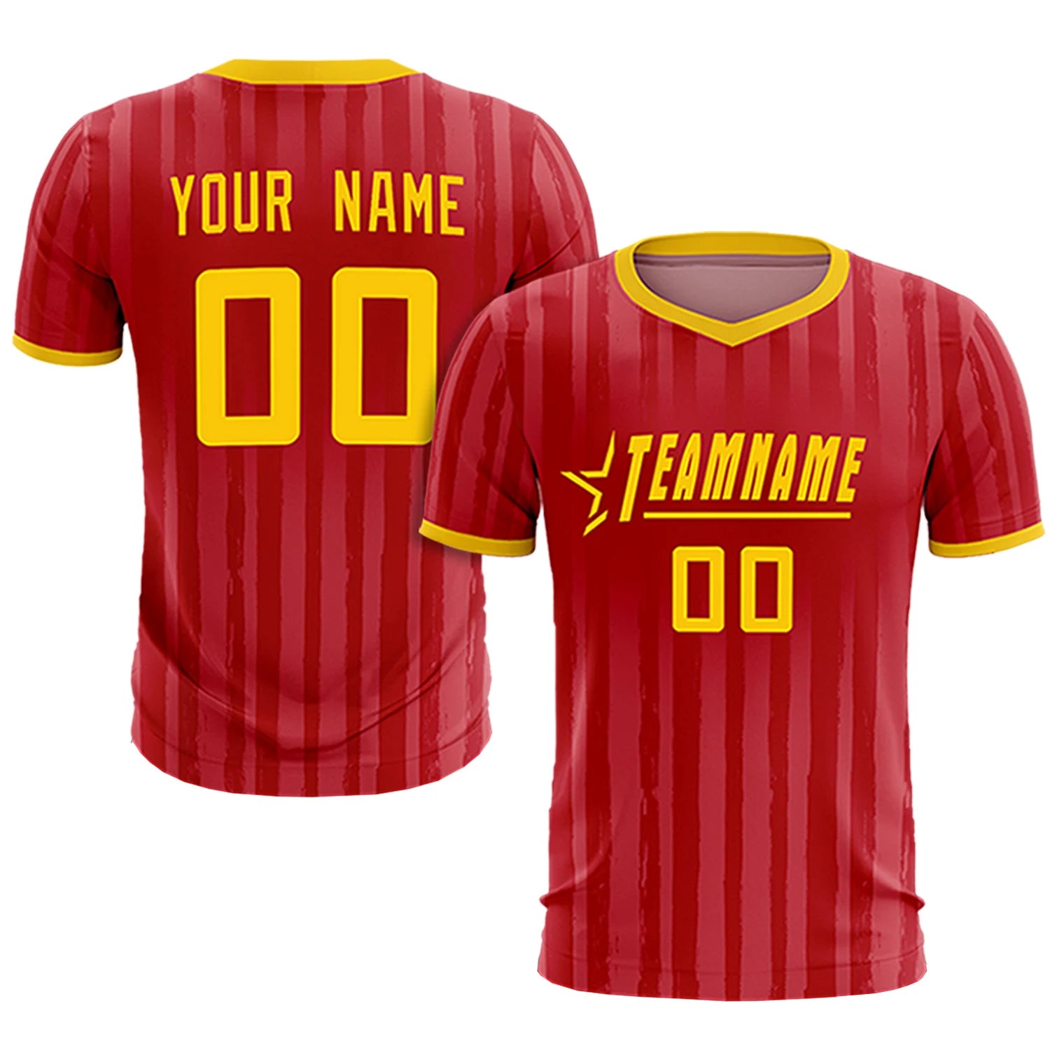Custom Red Gold 01 Breathable Soccer Sets Jersey