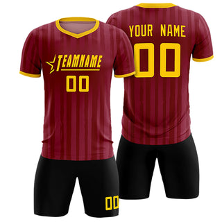 Custom Crimson Gold Breathable Soccer Sets Jersey - Style 1