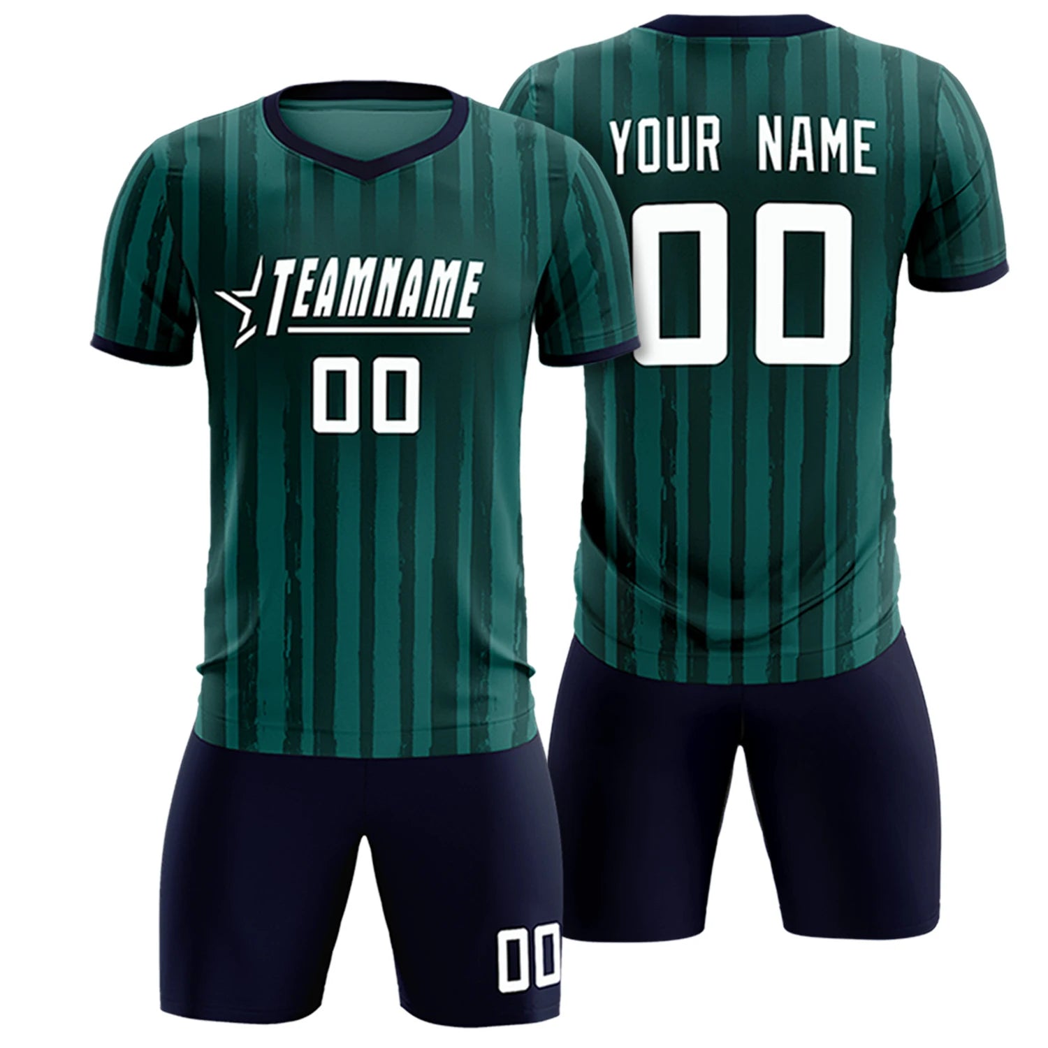 Custom Midnight Green Navy Breathable Soccer Sets Jersey