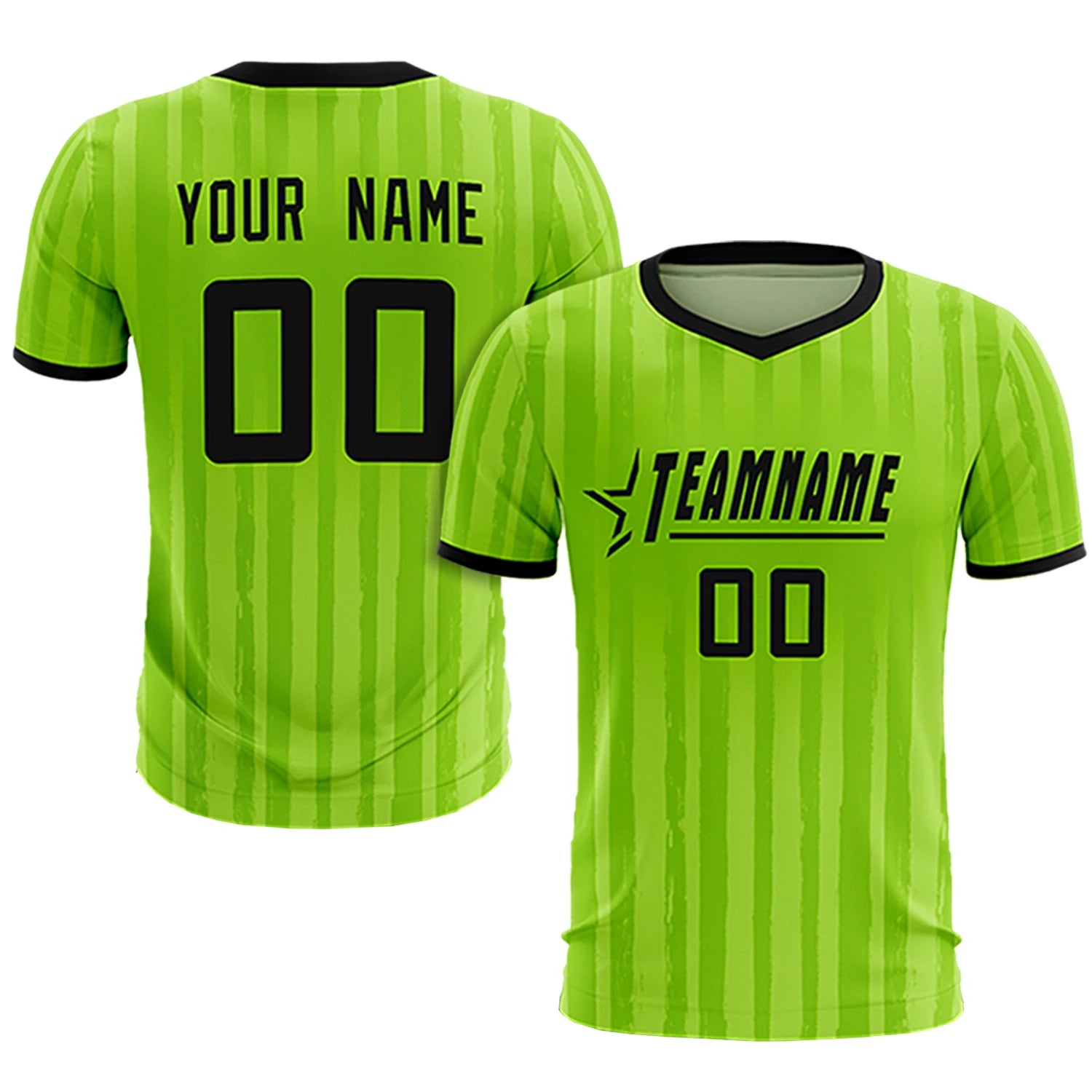 Custom Neon Green Black Breathable Soccer Sets Jersey