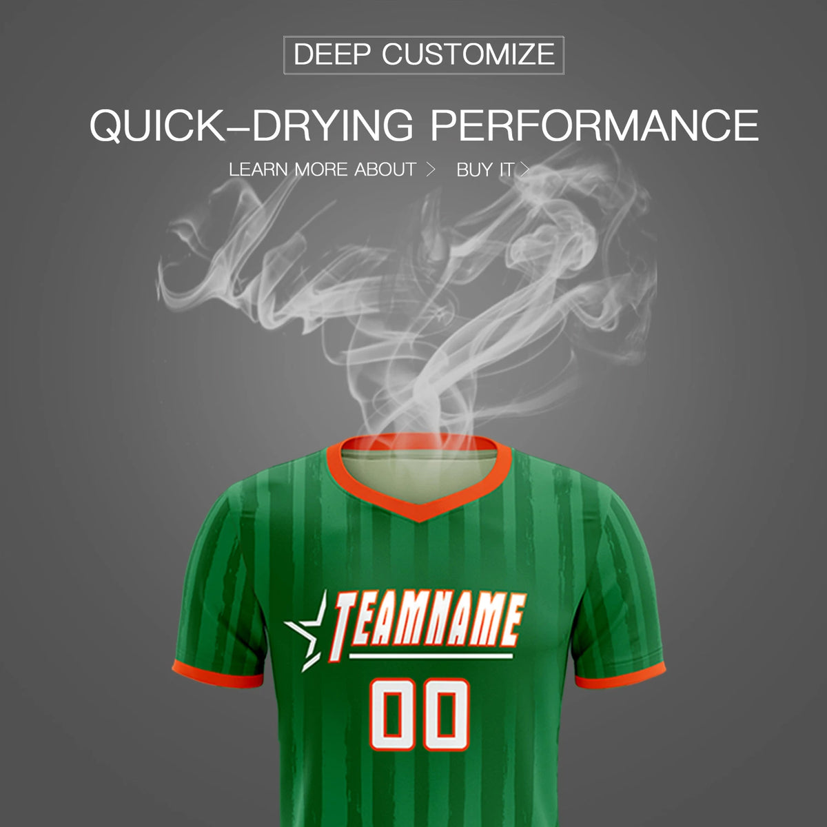 Custom Kelly Green Orange Breathable Soccer Sets Jersey