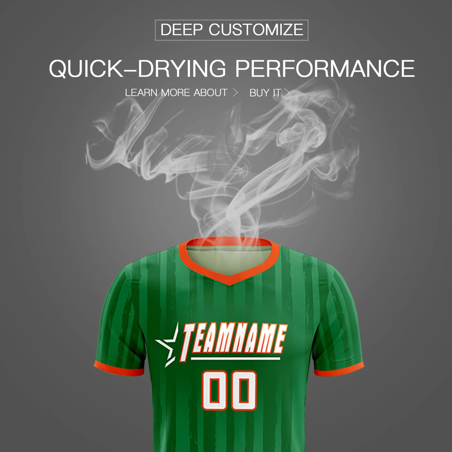 Custom Kelly Green Orange Breathable Soccer Sets Jersey