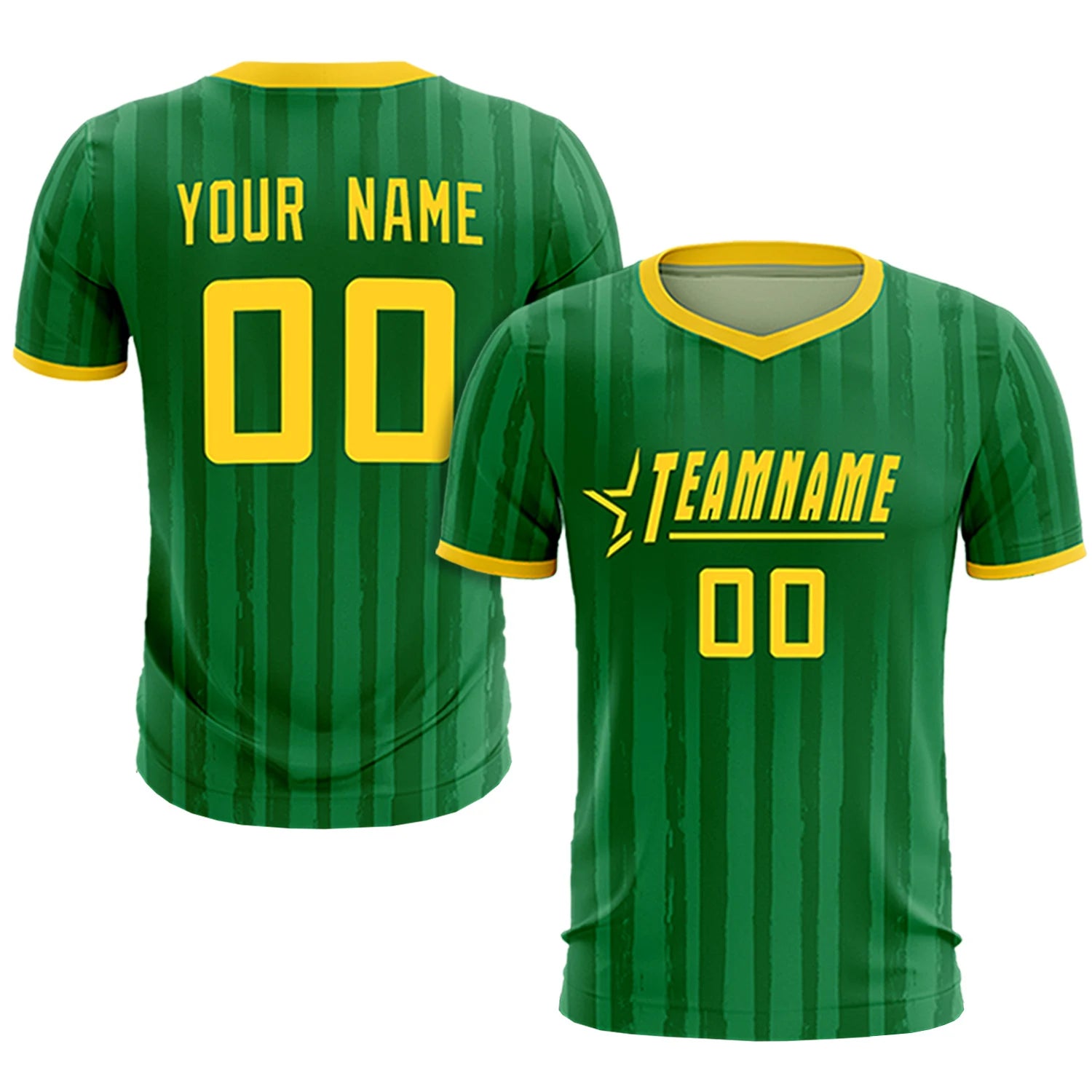 Custom Kelly Green Gold 01 Breathable Soccer Sets Jersey