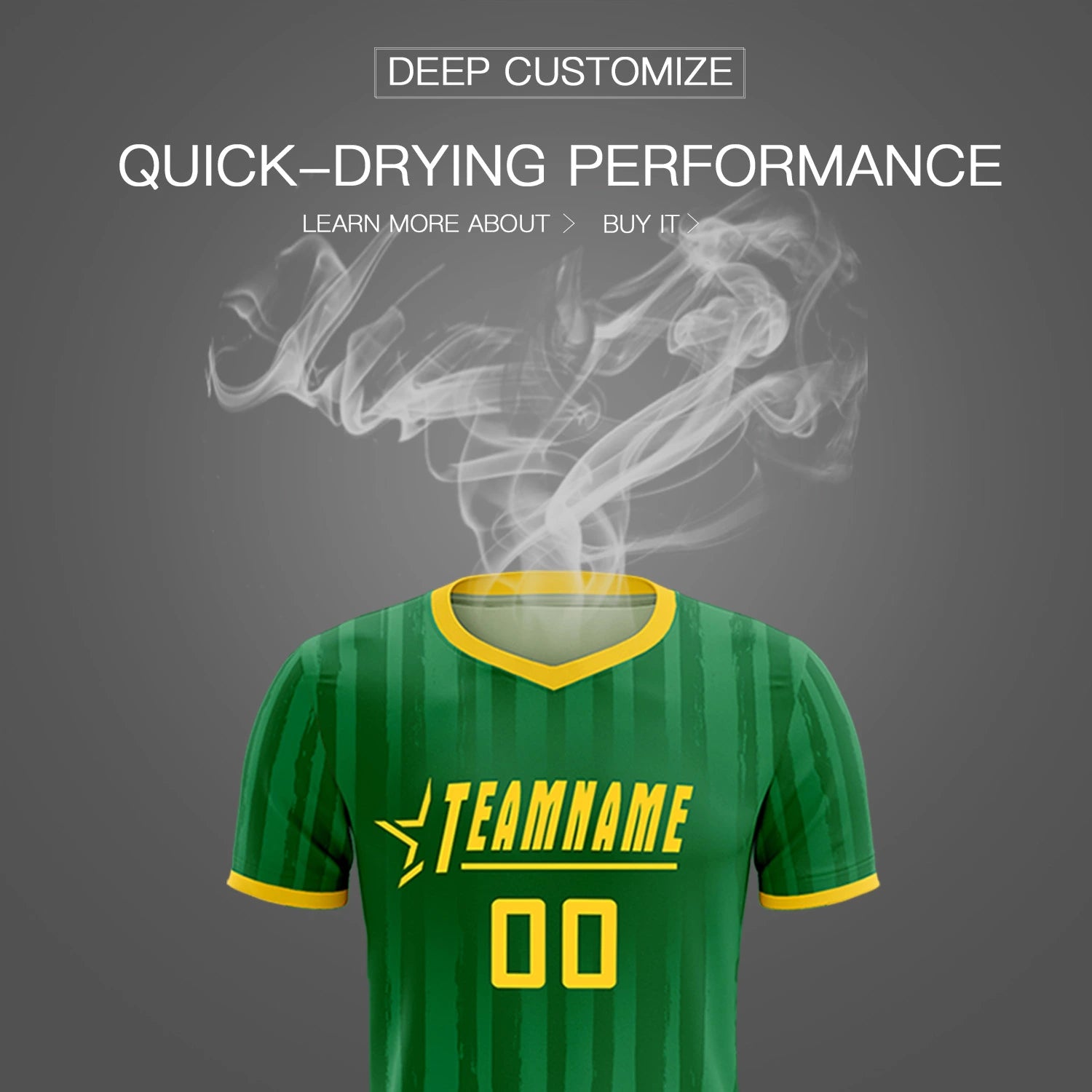 Custom Kelly Green Gold 01 Breathable Soccer Sets Jersey