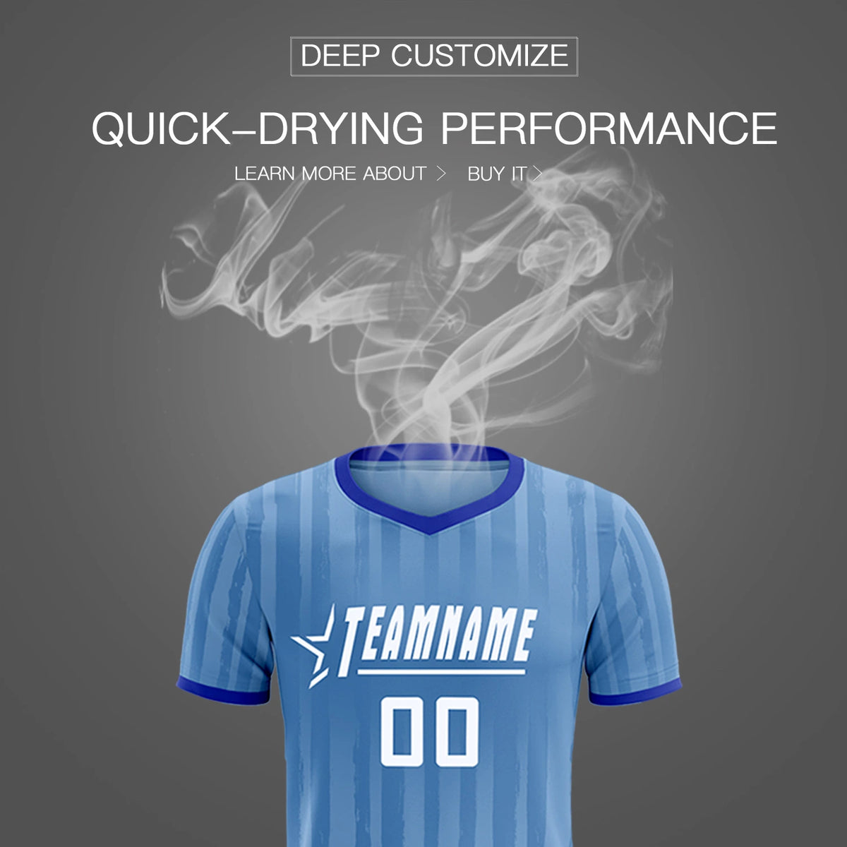 Custom Light Blue Royal Blue Breathable Soccer Sets Jersey