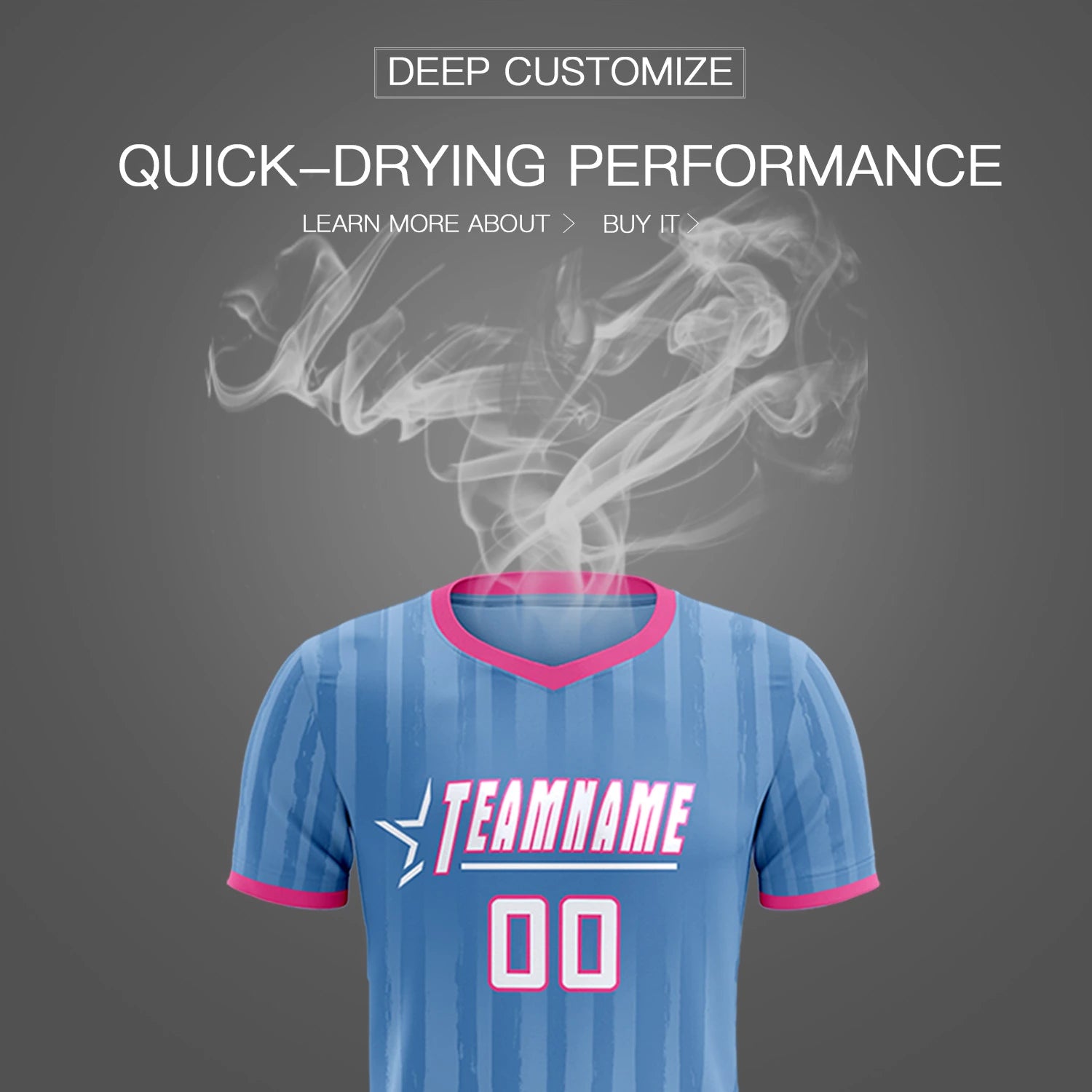 Custom Light Blue Pink Breathable Soccer Sets Jersey