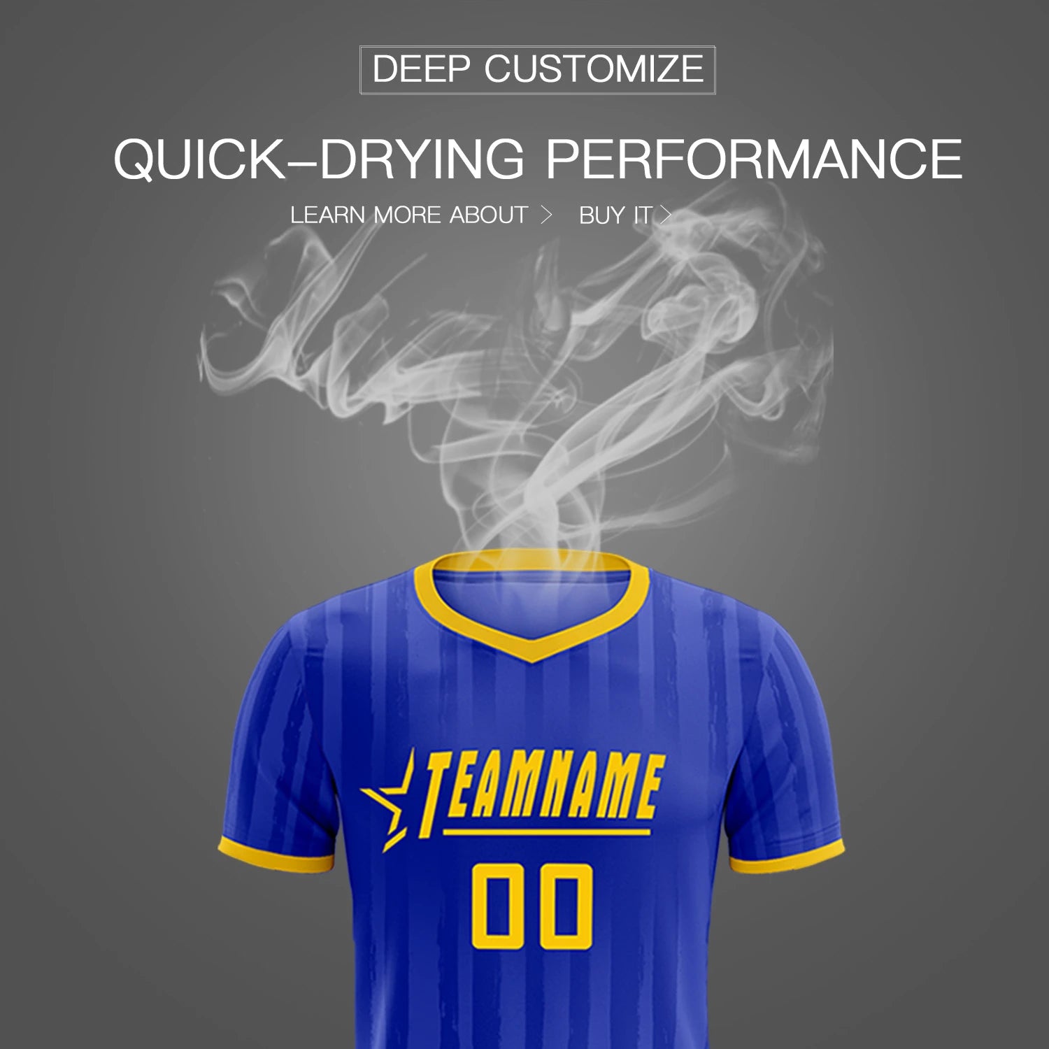 Custom Royal Blue Gold 01 Breathable Soccer Sets Jersey
