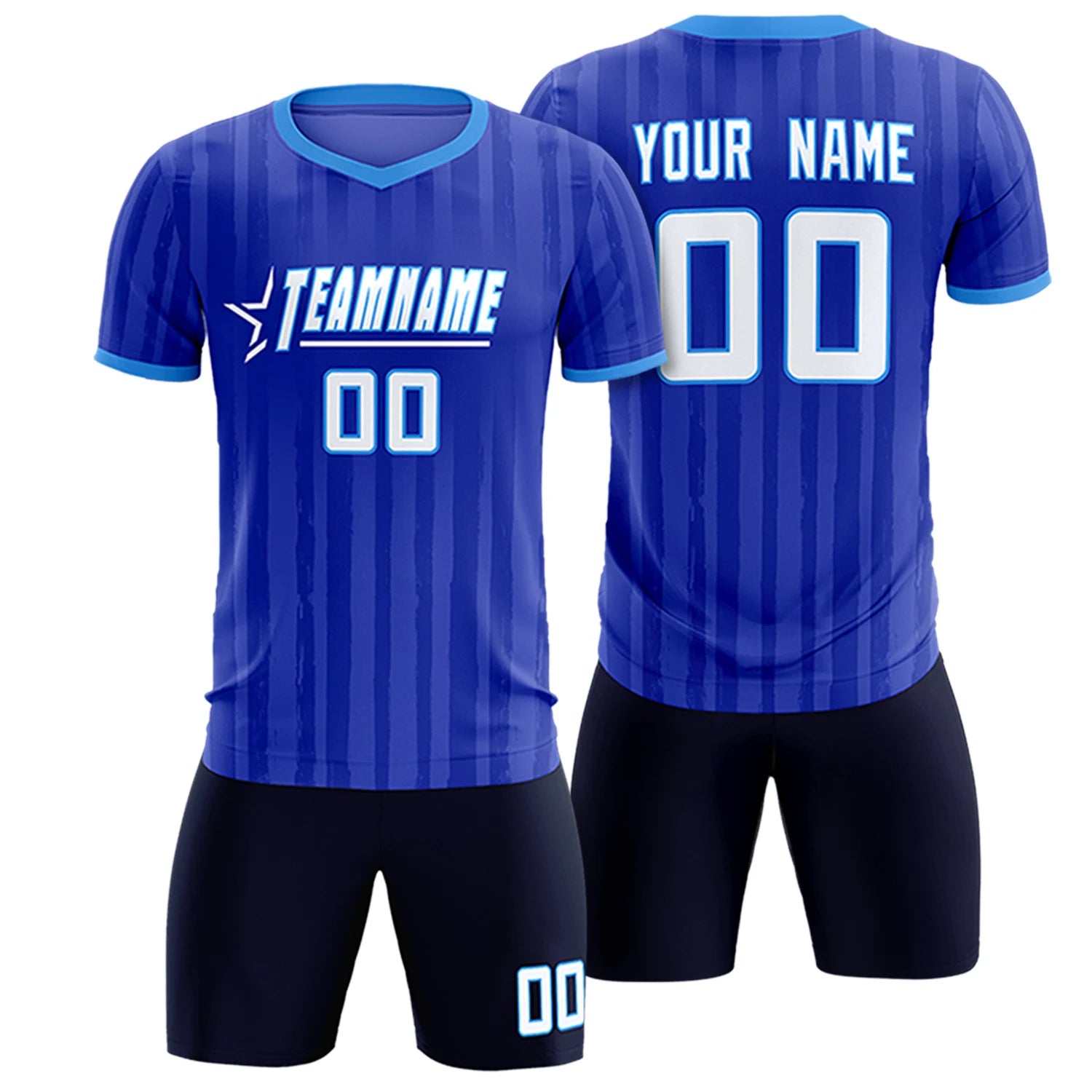 Custom Royal Blue Powder Blue Breathable Soccer Sets Jersey