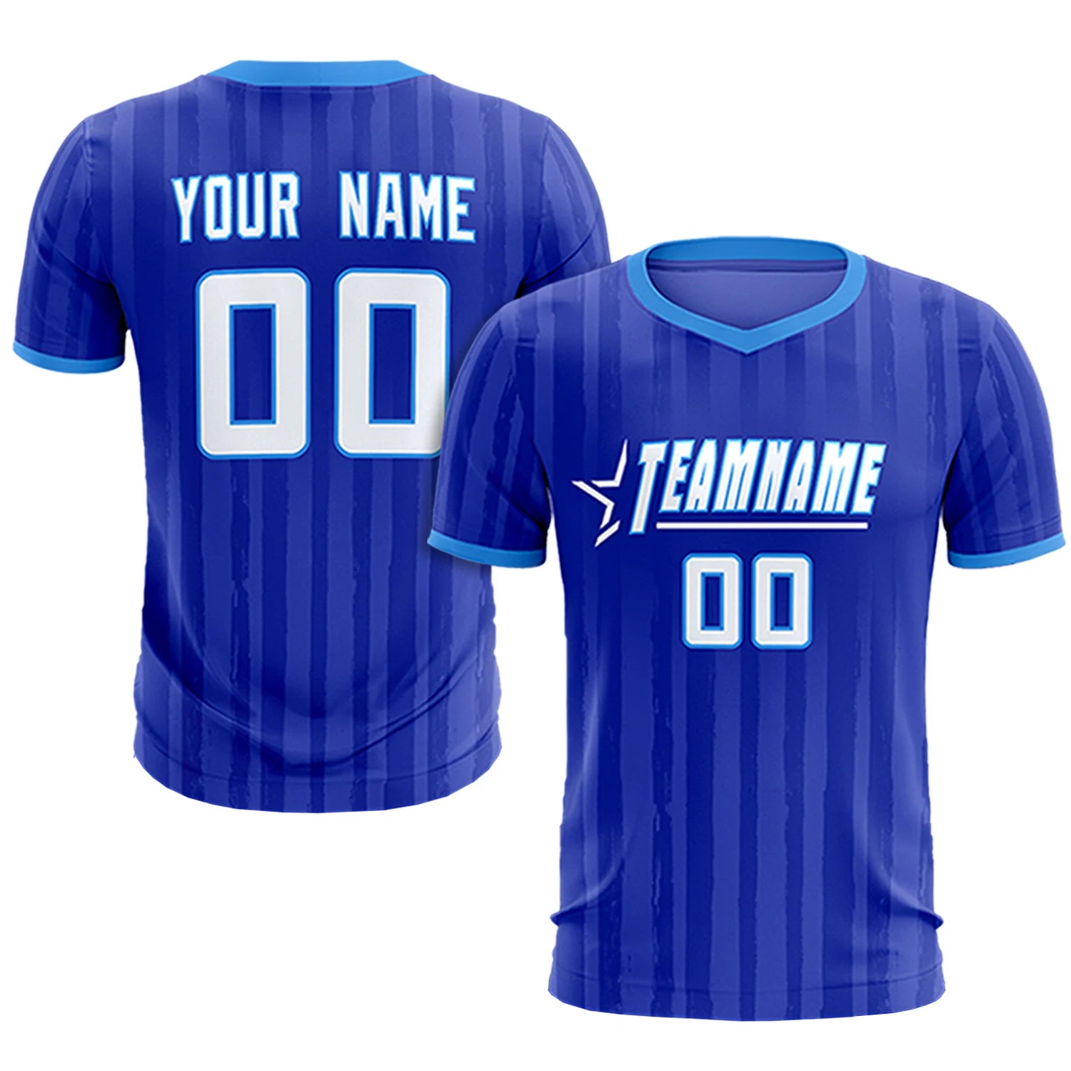 Custom Royal Blue Powder Blue Breathable Soccer Sets Jersey