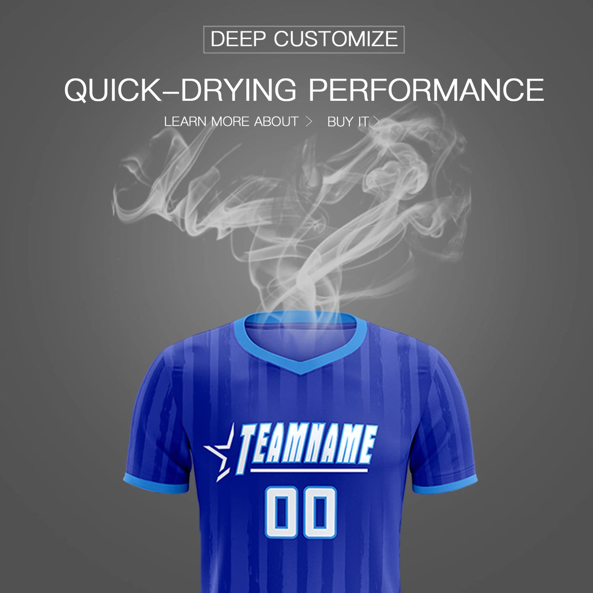 Custom Royal Blue Powder Blue Breathable Soccer Sets Jersey