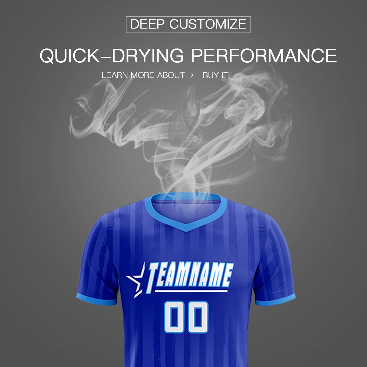 Custom Royal Blue Powder Blue Breathable Soccer Sets Jersey