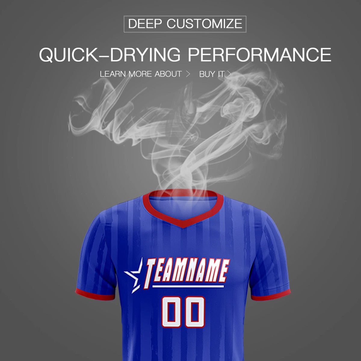 Custom Royal Blue Red Breathable Soccer Sets Jersey