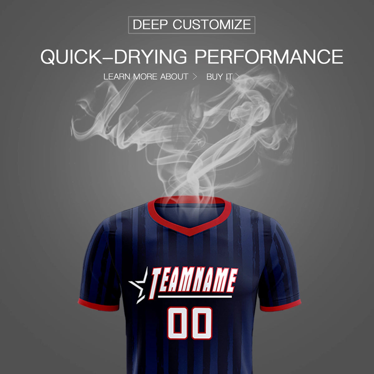 Custom Navy Red Breathable Soccer Sets Jersey