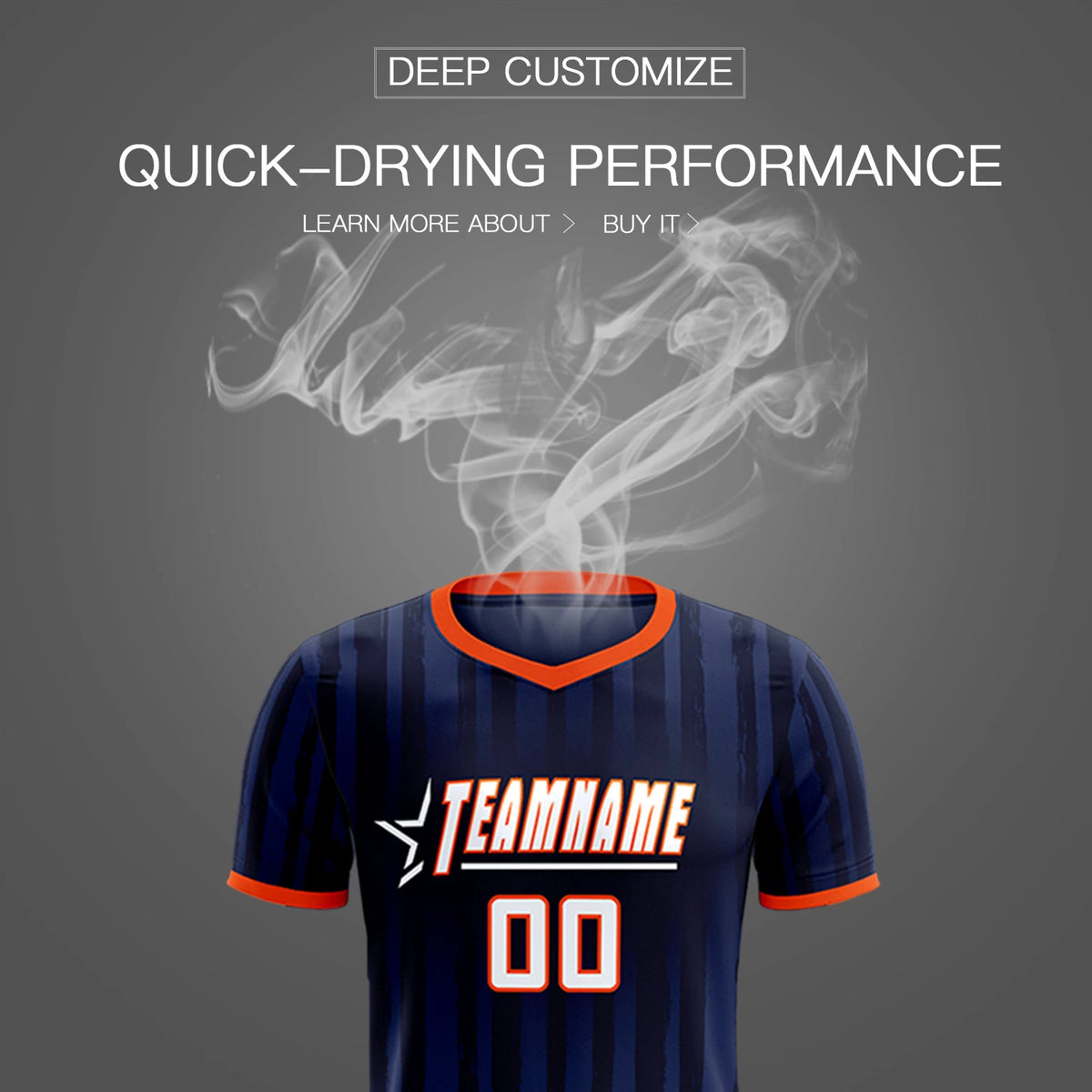 Custom Navy Orange Breathable Soccer Sets Jersey