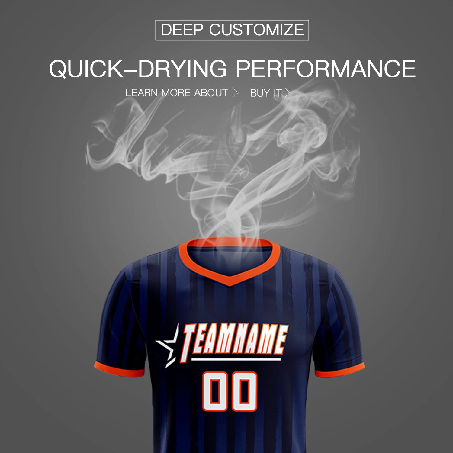Custom Navy Orange Breathable Soccer Sets Jersey