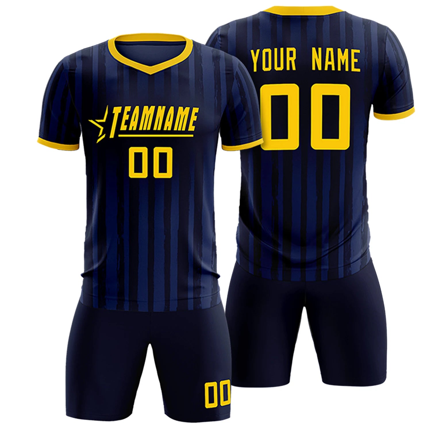 Custom Navy Gold 01 Breathable Soccer Sets Jersey
