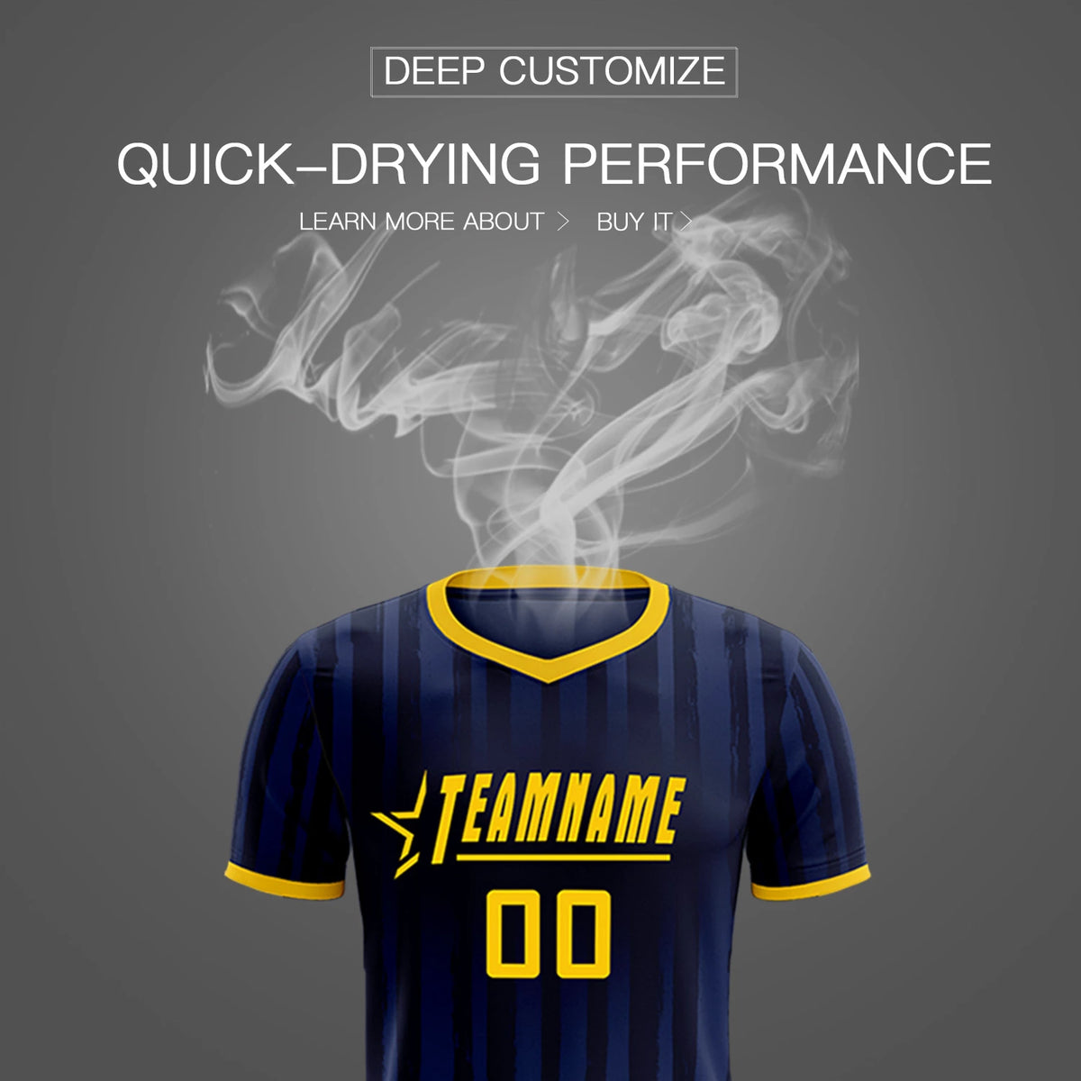 Custom Navy Gold 01 Breathable Soccer Sets Jersey