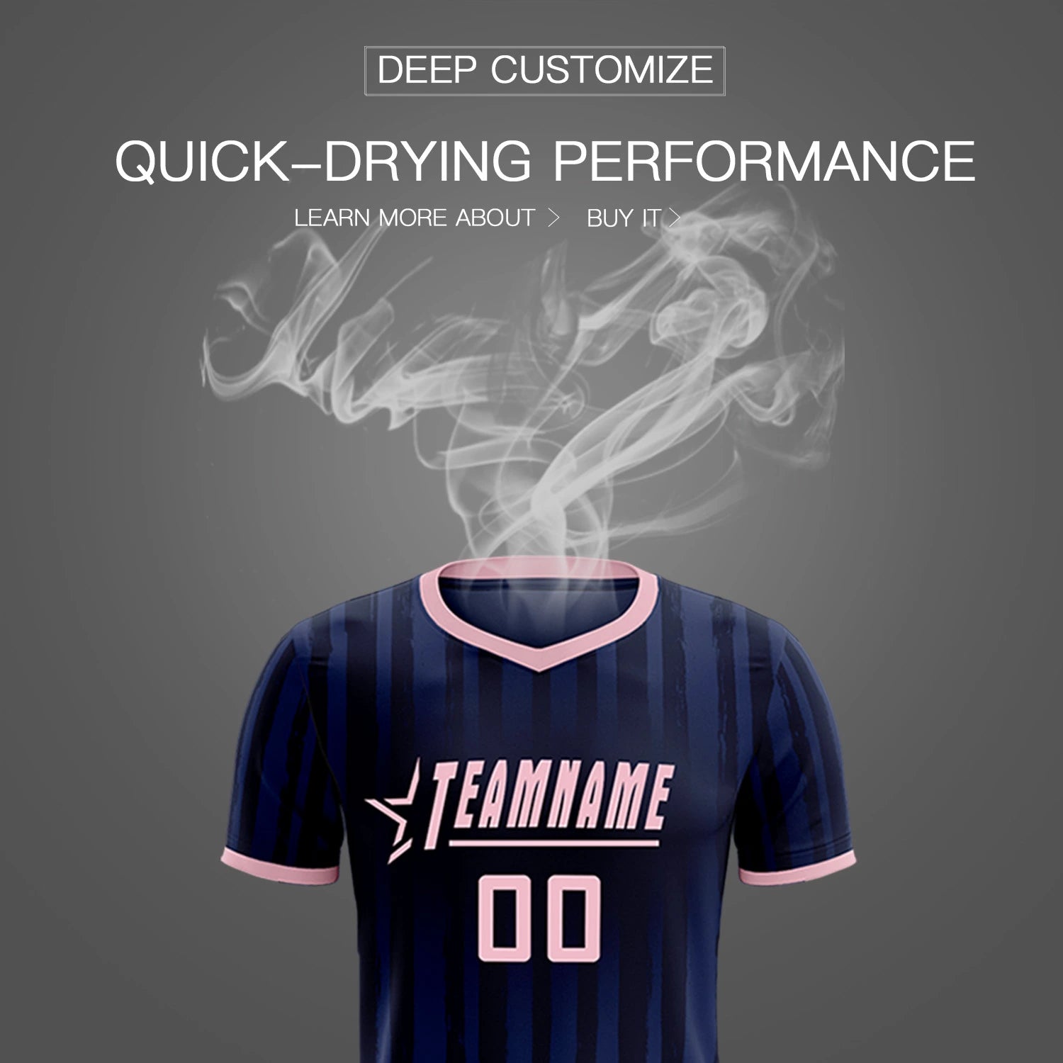 Custom Navy Light Pink Breathable Soccer Sets Jersey
