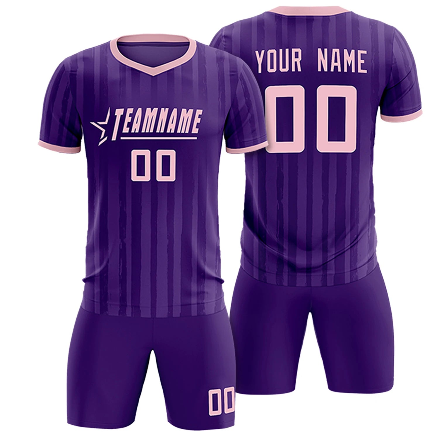 Custom Purple Light Pink Breathable Soccer Sets Jersey