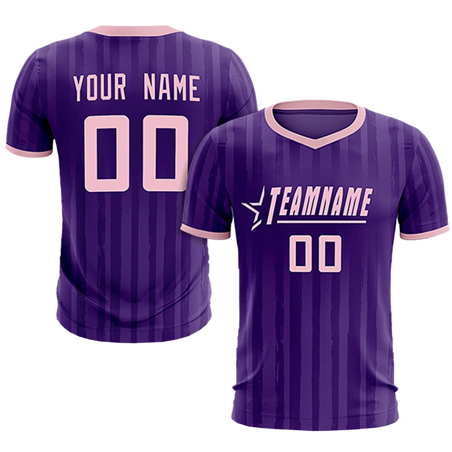 Custom Purple Light Pink Breathable Soccer Sets Jersey