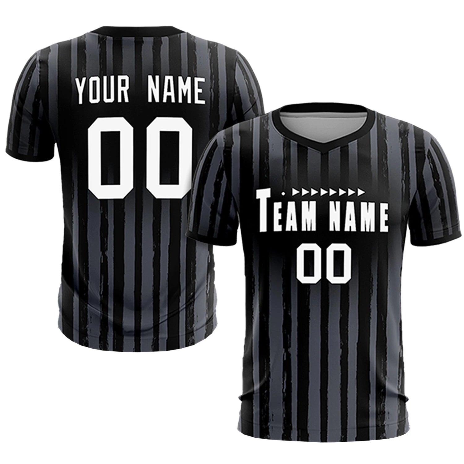 Custom Black Black Breathable Soccer Sets Jersey