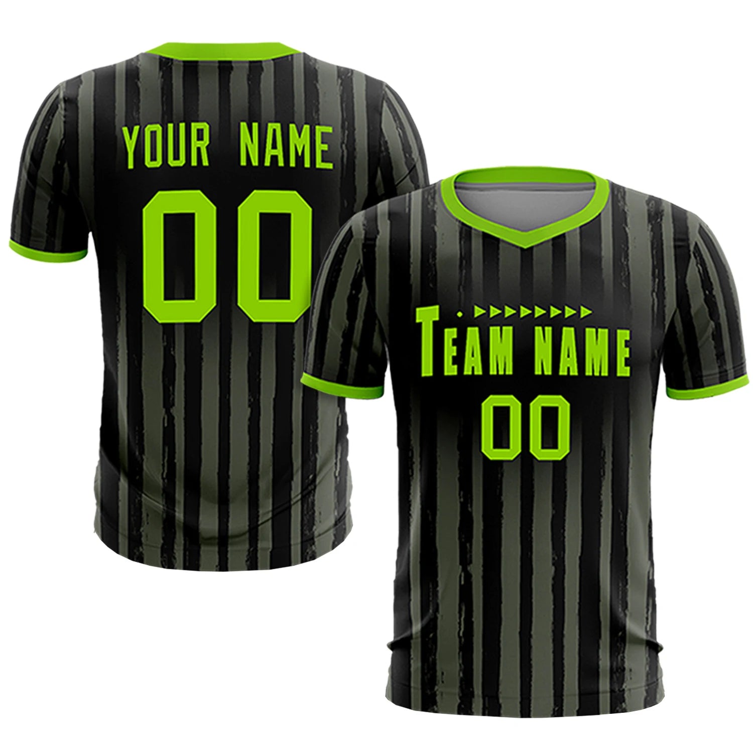 Custom Black Neon Green Breathable Soccer Sets Jersey