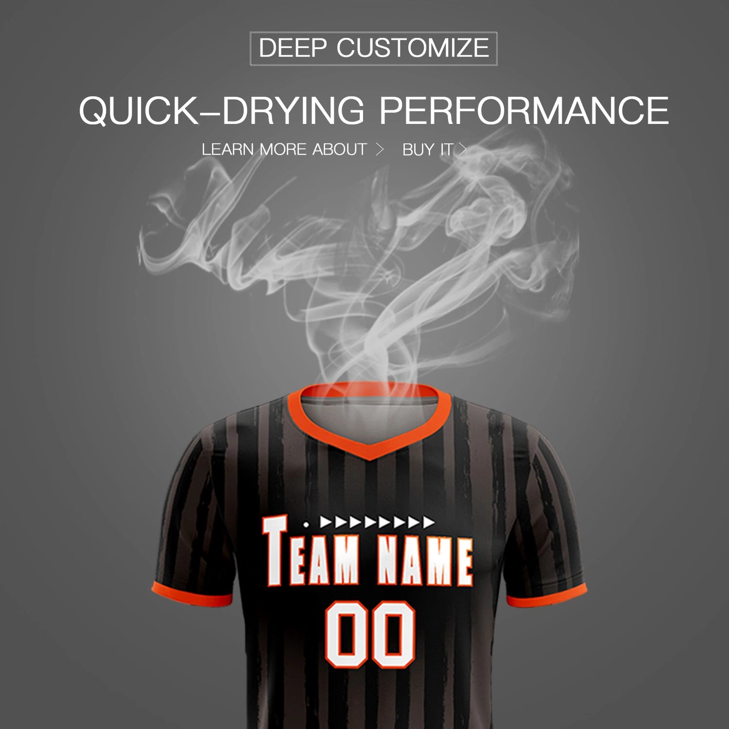 Custom Black Orange Breathable Soccer Sets Jersey