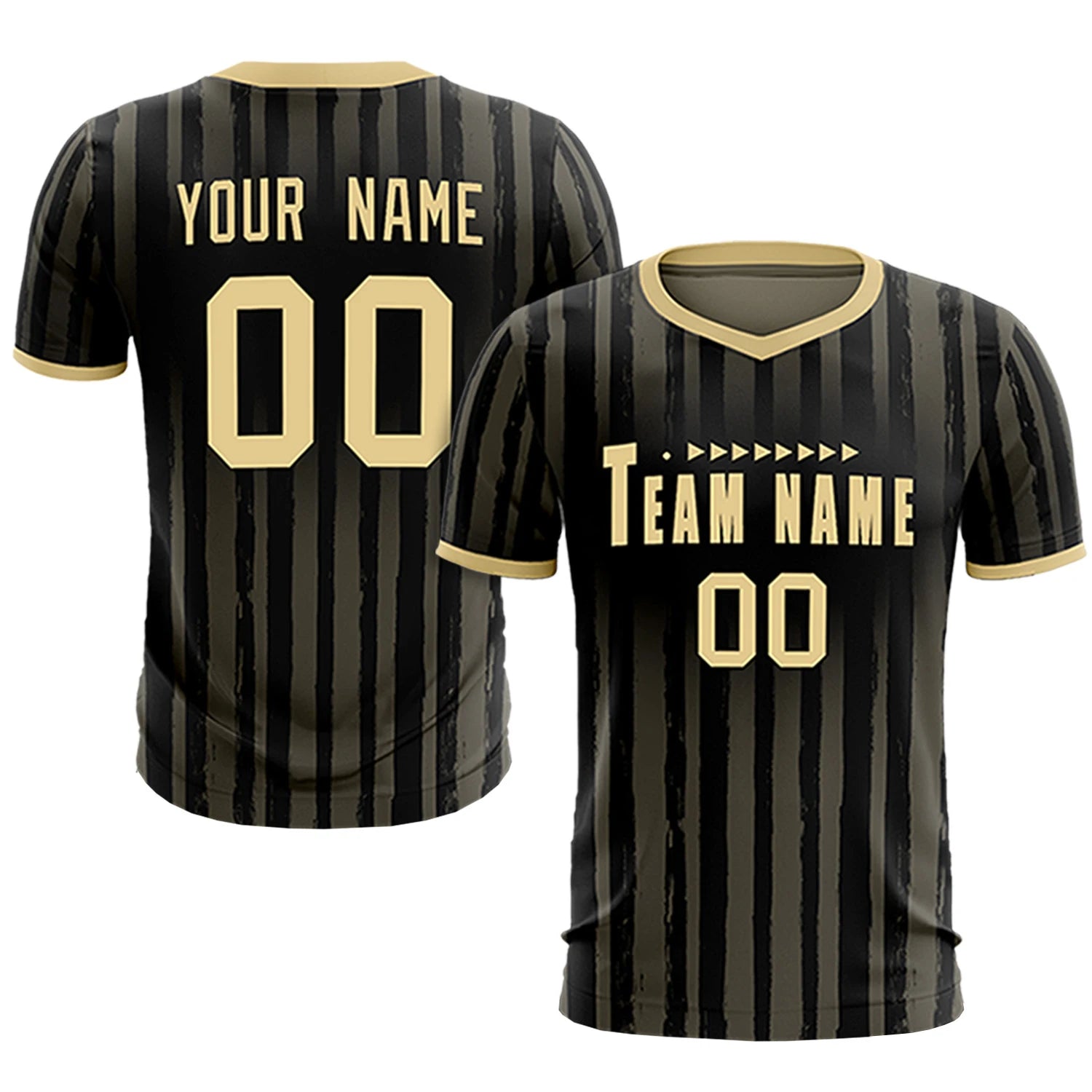 Custom Black Khaki Breathable Soccer Sets Jersey