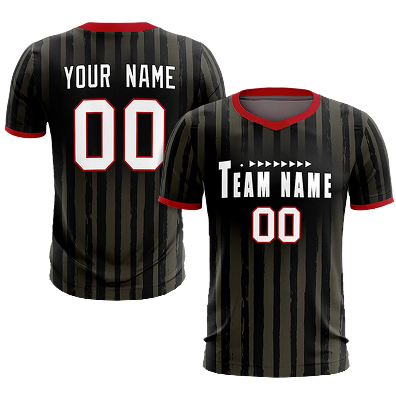 Custom Black Red Breathable Soccer Sets Jersey