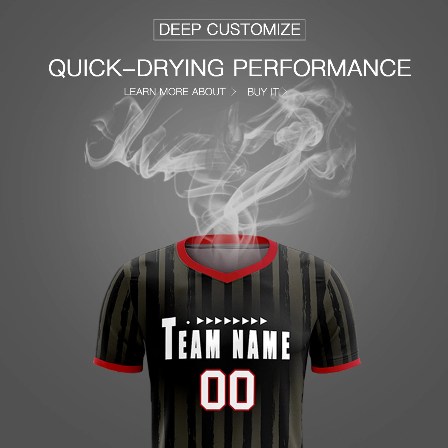 Custom Black Red Breathable Soccer Sets Jersey