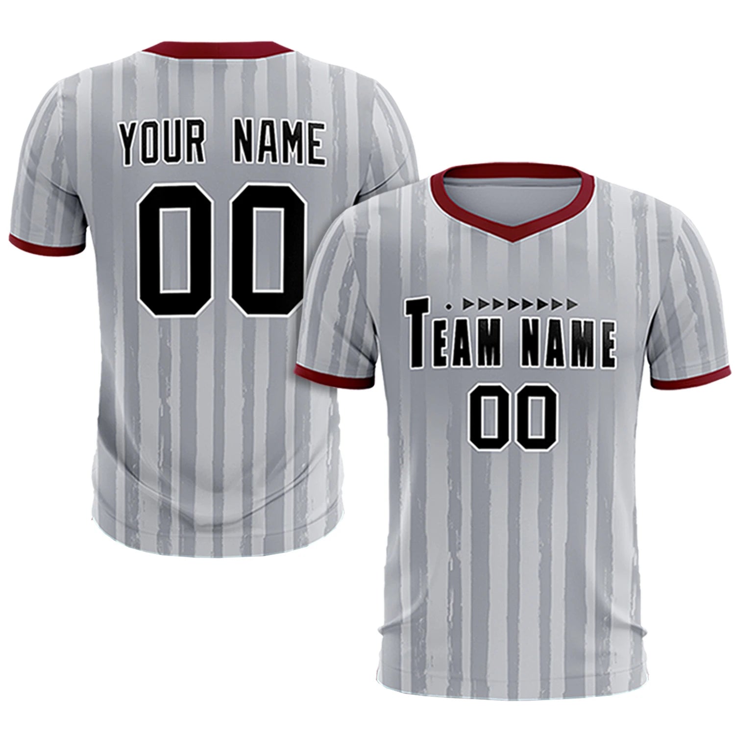 Custom Gray Crimson Breathable Soccer Sets Jersey