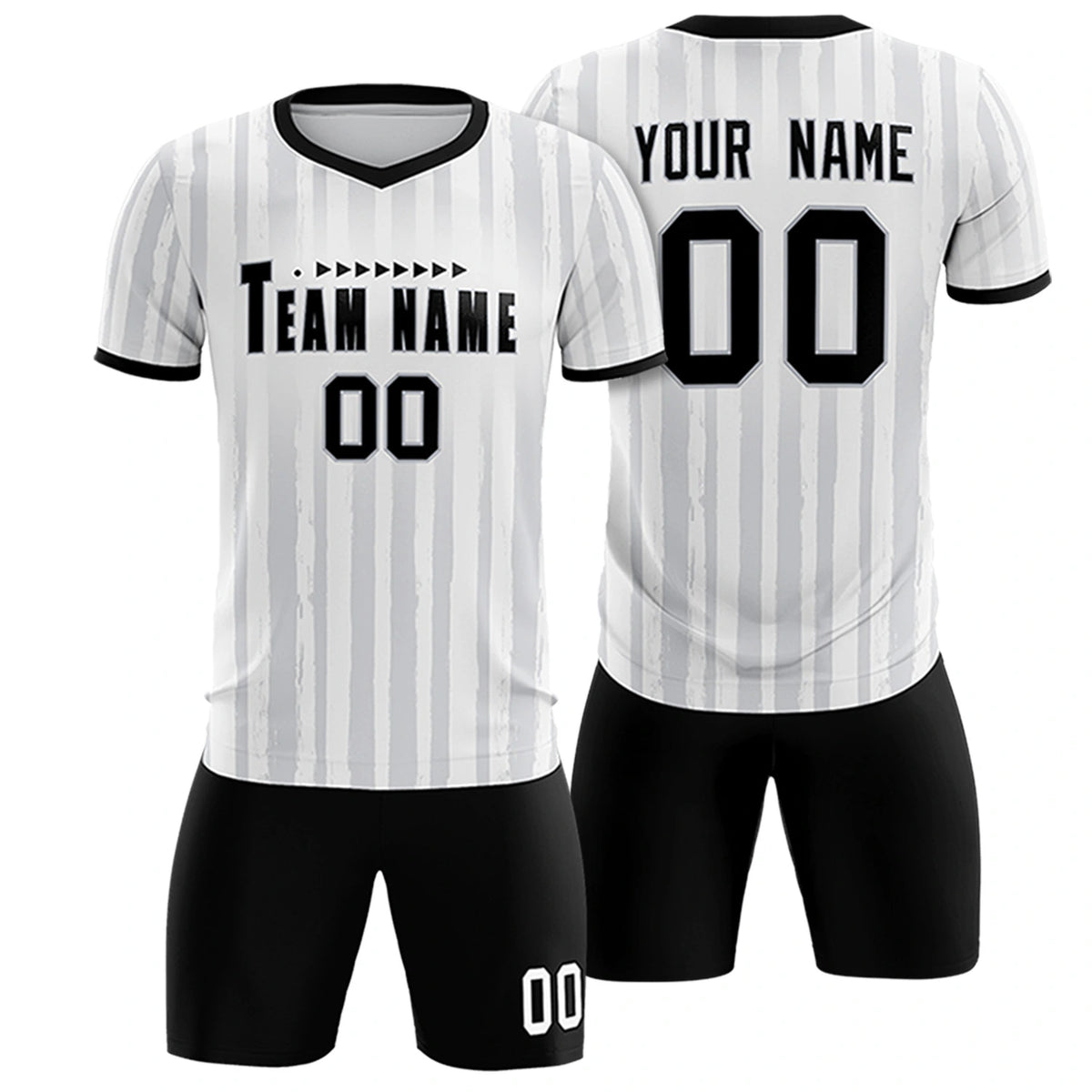 Custom White Black Breathable Soccer Sets Jersey