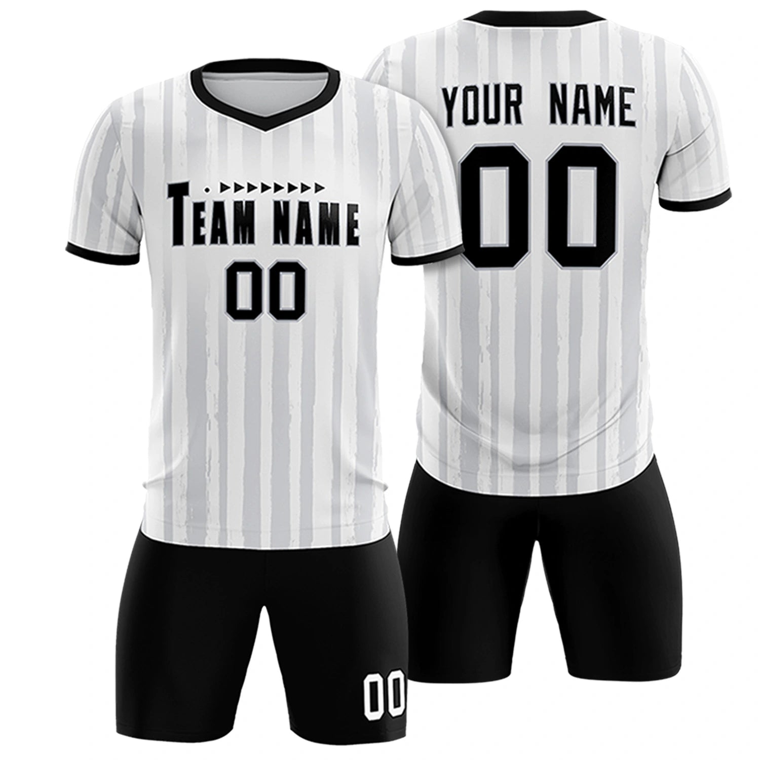 Custom White Black Breathable Soccer Sets Jersey