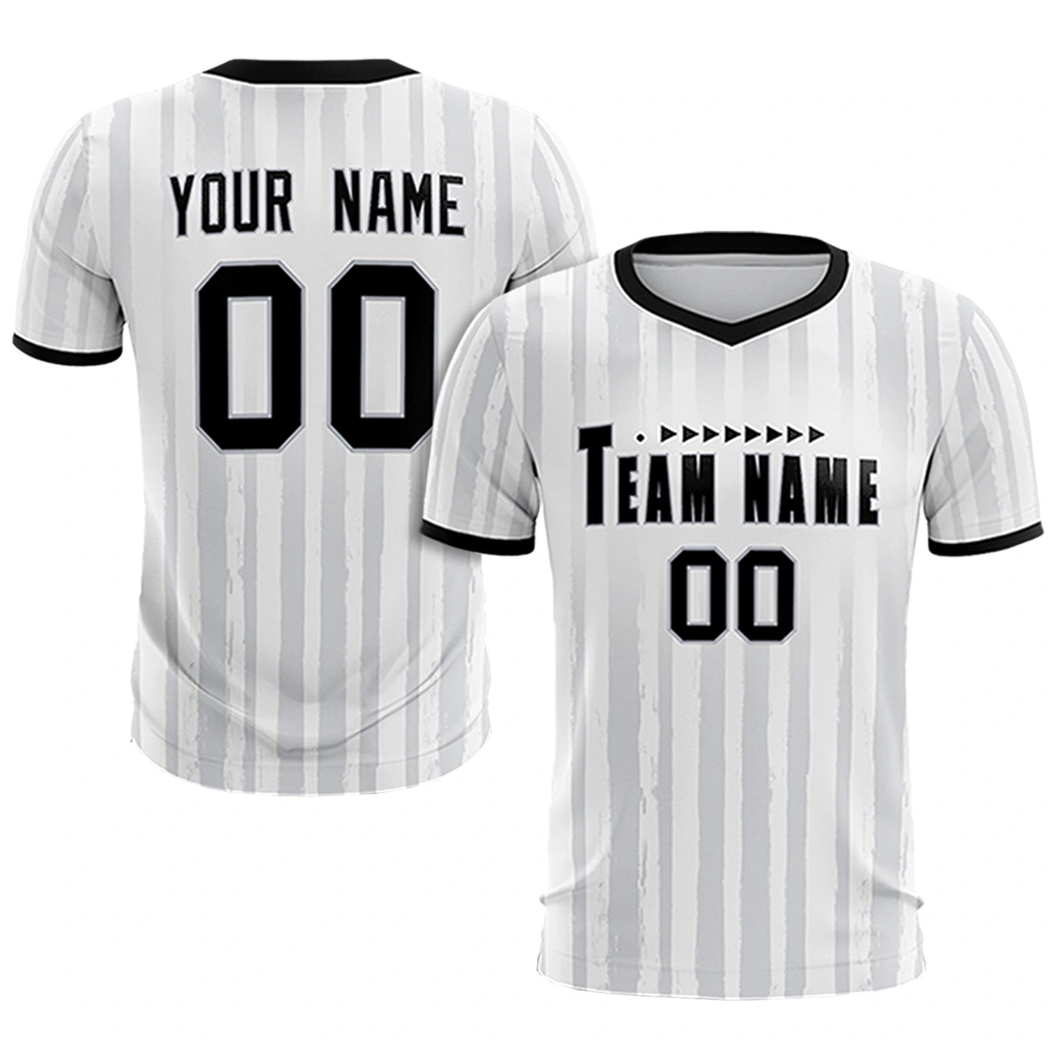 Custom White Black Breathable Soccer Sets Jersey