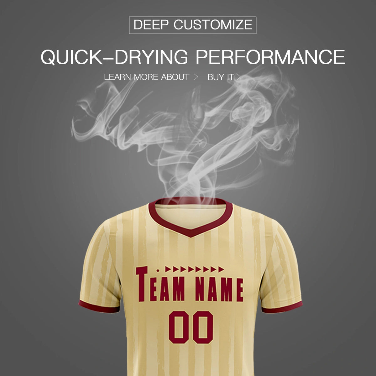 Custom Khaki Crimson Breathable Soccer Sets Jersey
