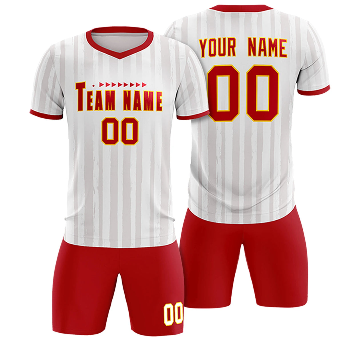 Custom White Red Breathable Soccer Sets Jersey