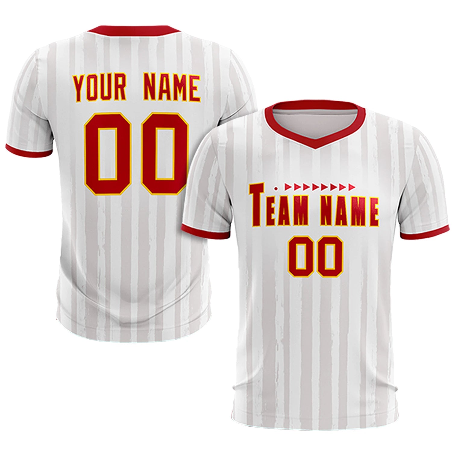 Custom White Red Breathable Soccer Sets Jersey