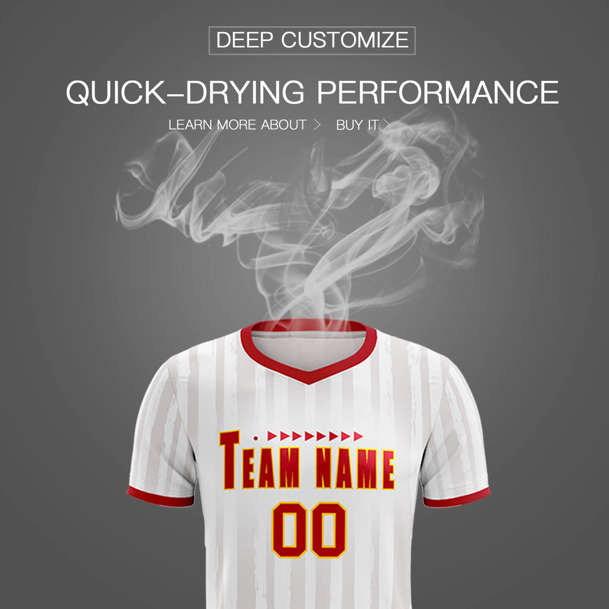 Custom White Red Breathable Soccer Sets Jersey