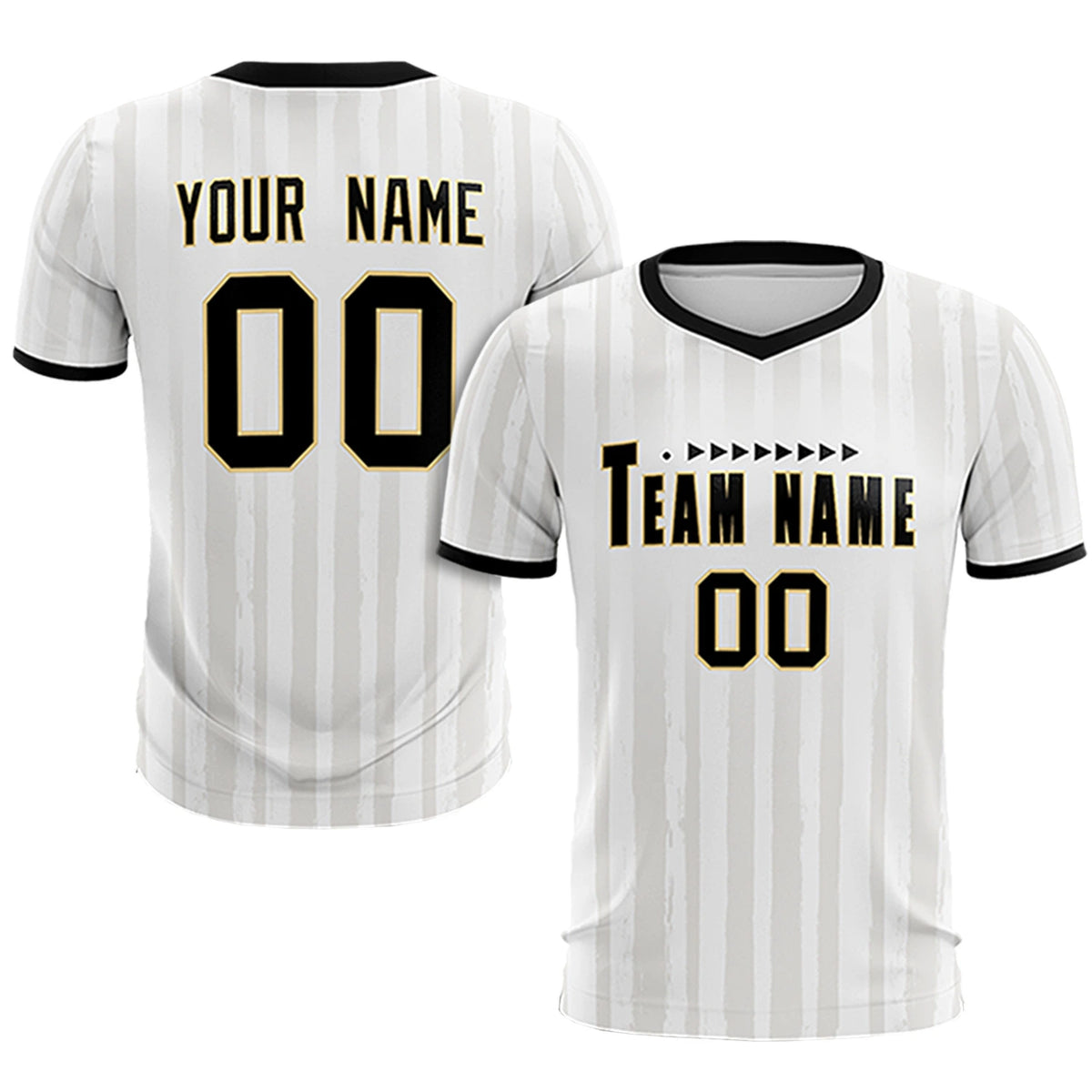Custom White Black Breathable Soccer Sets Jersey