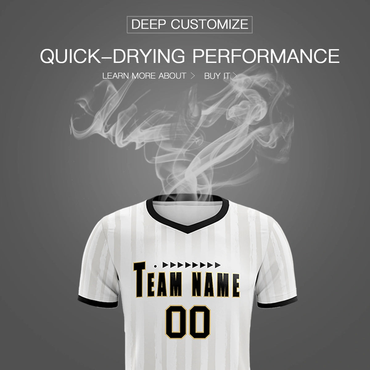 Custom White Black Breathable Soccer Sets Jersey